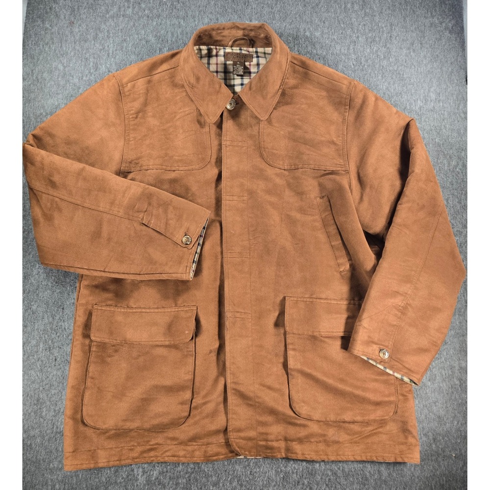 Morgan Creek Barn Jacket Mens XL Brown Faux Suede Flannel Lined Field Coat